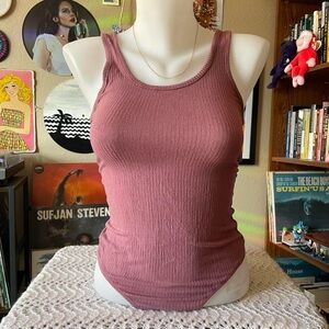 Blush pink tank top knit bodysuit / Bozzolo / sz small